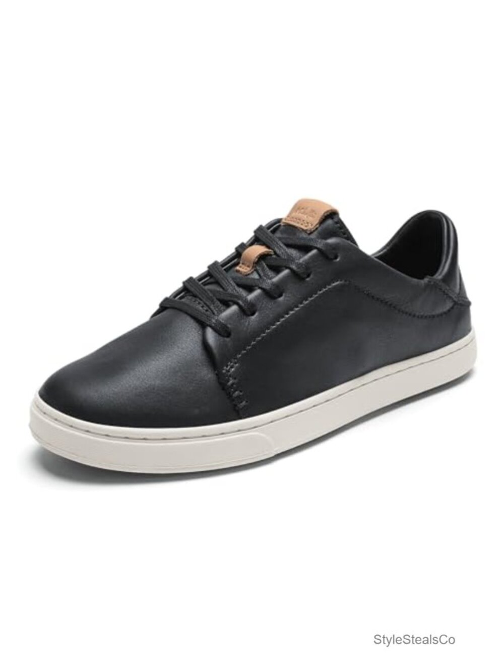 Women's Leather Court Sneakers with Drop-In Heel - Premium Full-Grain Leather